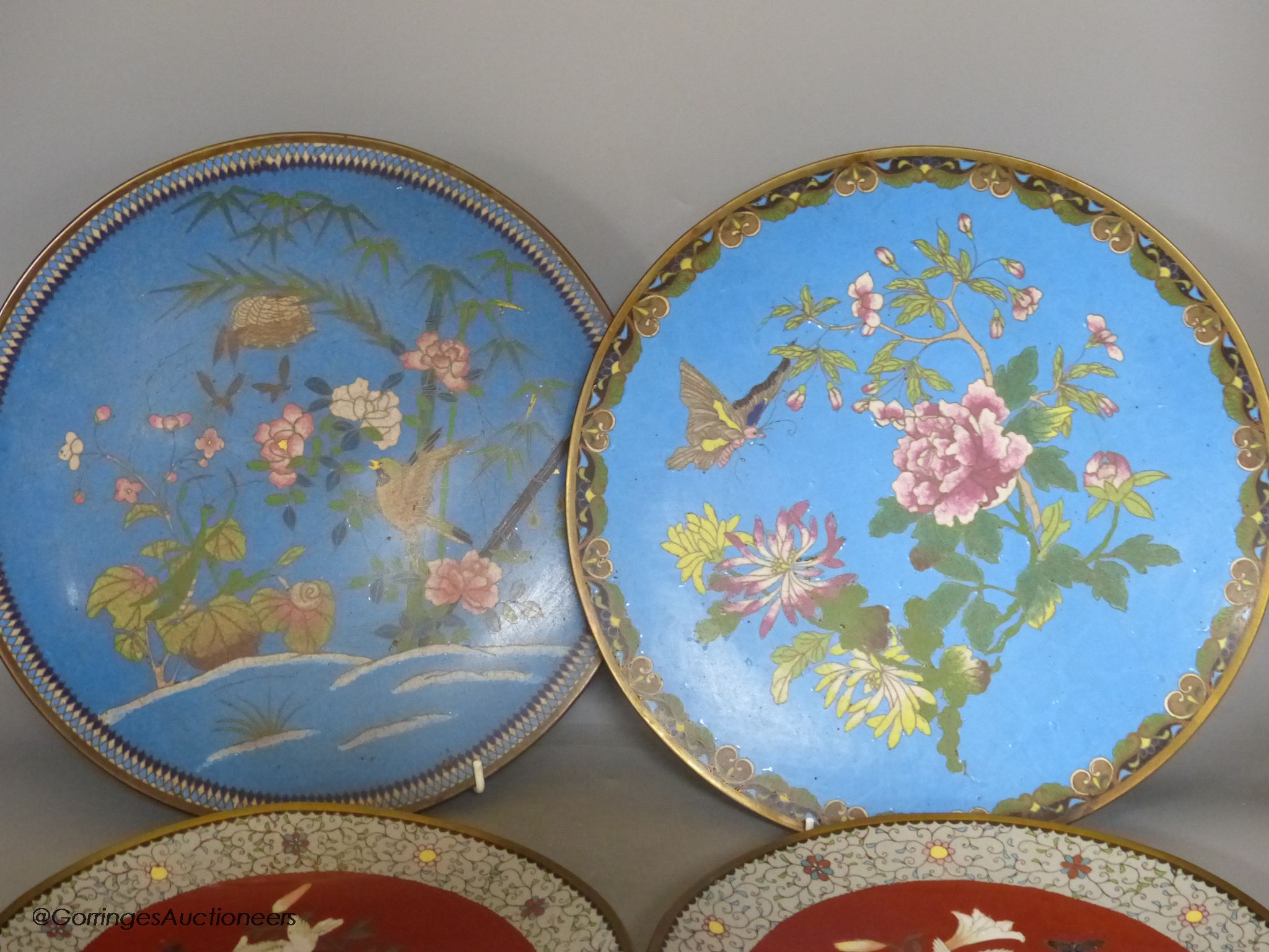 Four various Japanese cloisonne enamel dishes